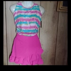 Glam Pink Mini Skirt with Ruffle Hem